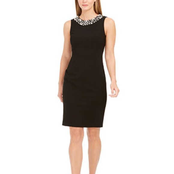 Calvin Klein Dresses & Skirts - Calvin Klein Black Faux-Pearl Trim Sheath Dress